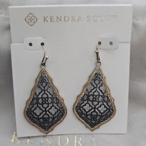 Kendra Scott Black and Gold Filigree Earrings
